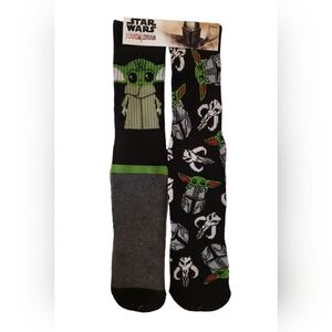 STAR WARS Mandalorian yoda adult black green character tube socks 2pk